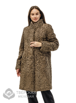 Шуба из каракуля «Амина» воротник коричневый