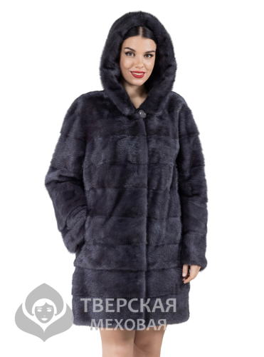 Норковая шуба «Джаз» капюшон графит