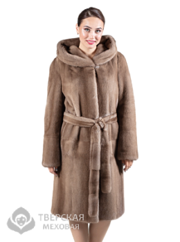 Норковая шуба «Леди» капюшон пастель